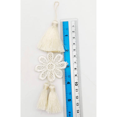 Set of 2 Off White Floral Tassels, Indian Tassels, Boho Chic Tassels